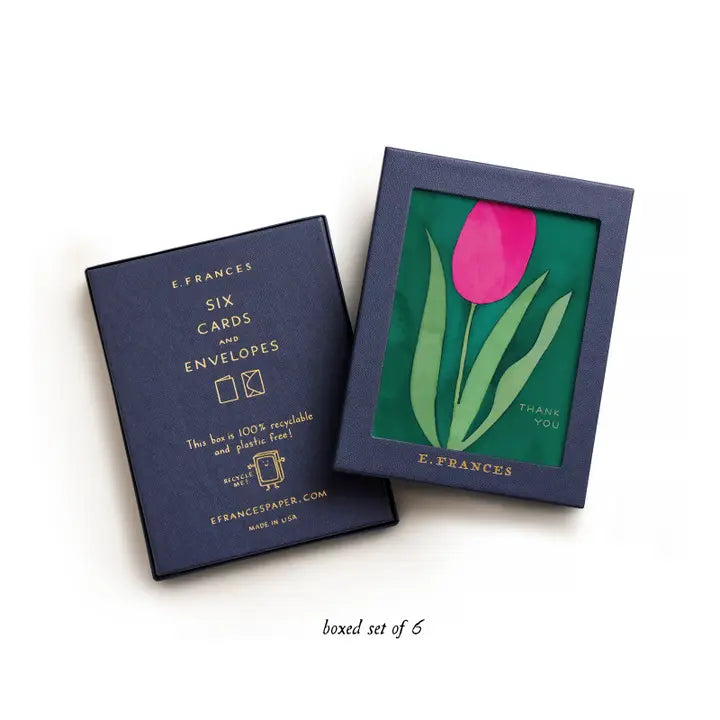 Pink Tulip Thank You Card- Box set of 6