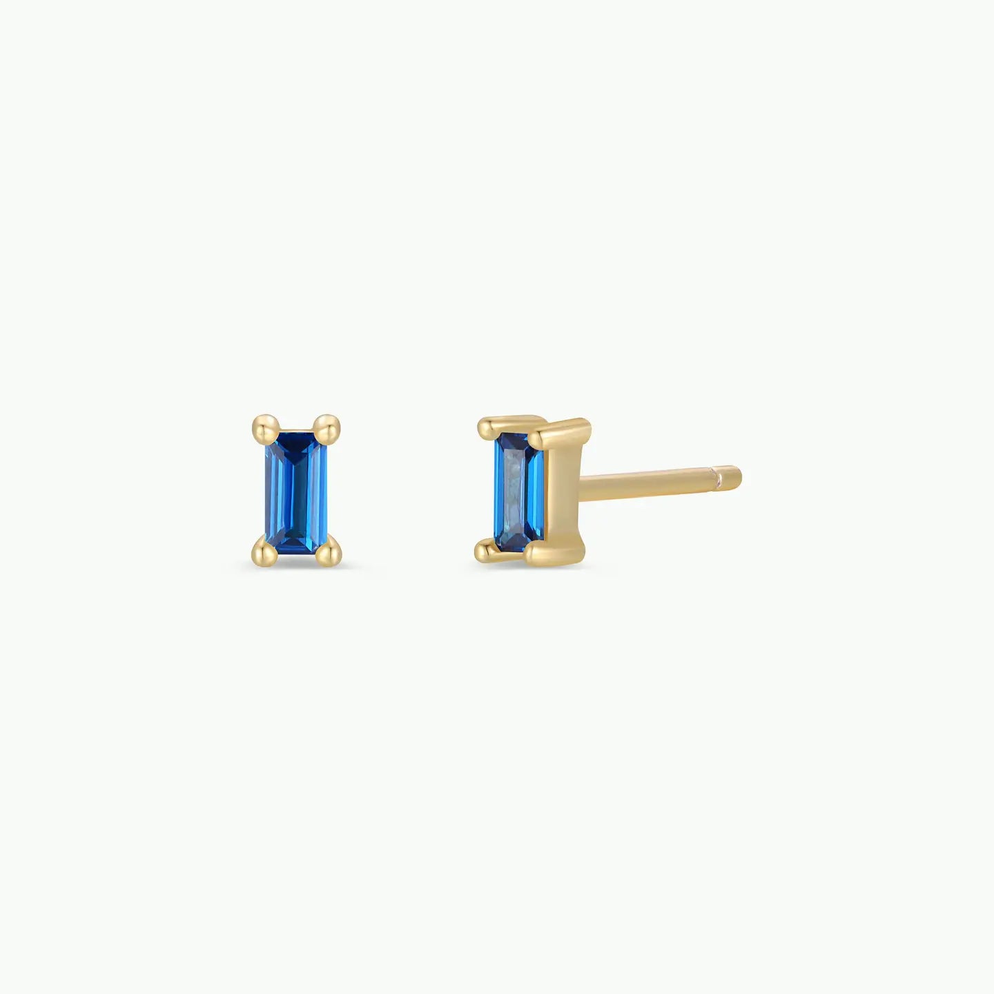 JK Baguette Sapphire Gold Earrings