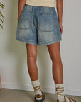 Summerset Denim Straight Leg Drawstring Waist Shorts