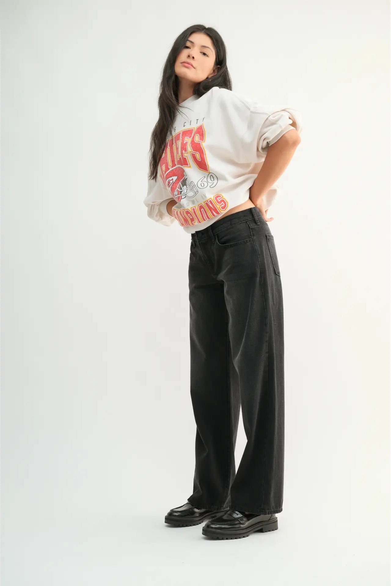 The Low Rise Black Denim Slouch Jean