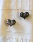 Puffy Obsidian Heart Necklace: 16" Sterling Silver