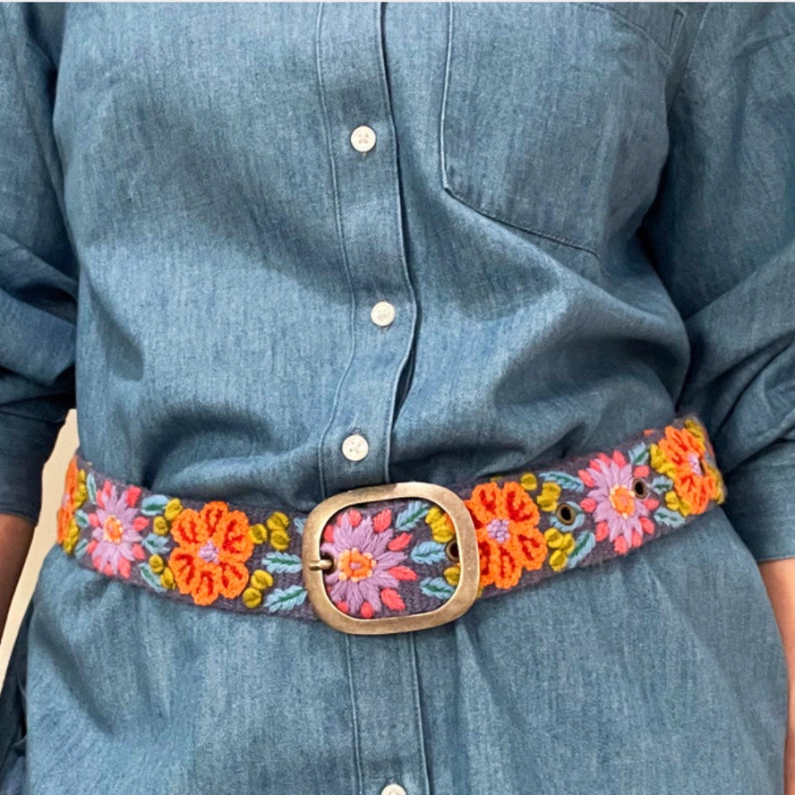 Jenny Krauss Prairie Flowers Embroidered Belt