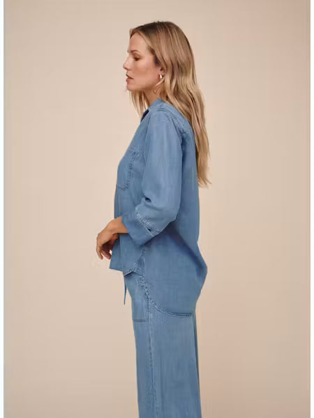 Bella Dahl Shirt Tail Button Down-Indigo Harbor Wash