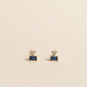 JK Double Stud Stack: Sapphire and Gold Earrings