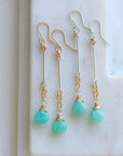 Linear Slender Amazonite Earrings 14K Gold Fill