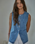 Denim Button Down Vest