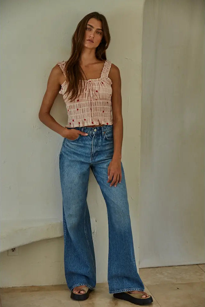 I Heart You Too Smocked Crop Tank