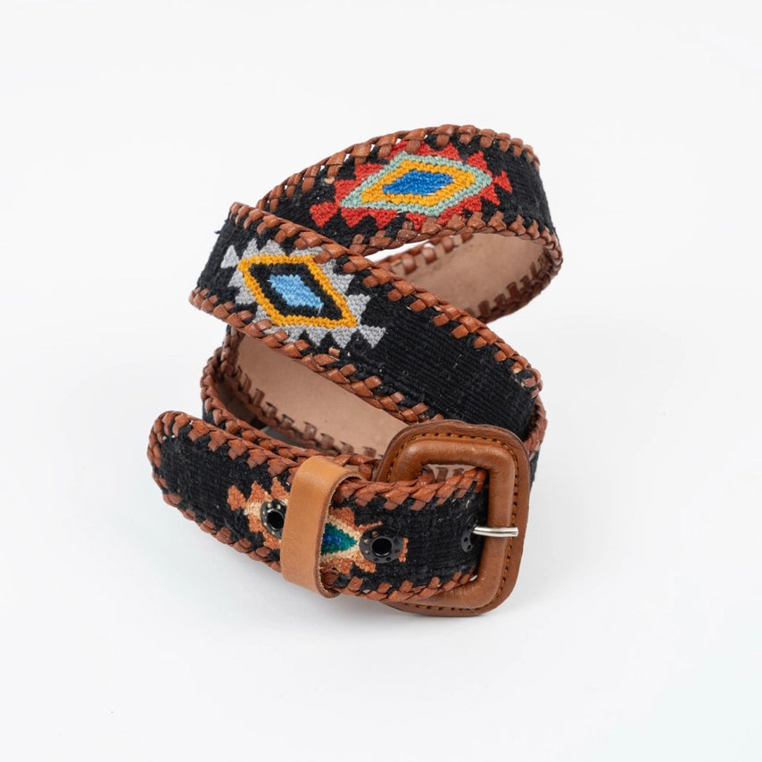 Navajo Design Leather Belt