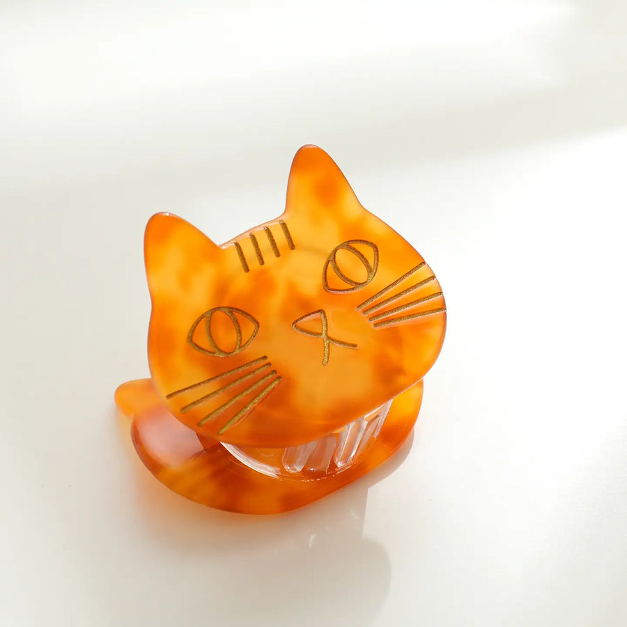 Ginger Small Cat Face Hair Claw Clip
