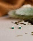 JK Double Stud Stack: Emerald and Gold Earrings