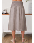 Linen Shirred Waist A-Line Skirt