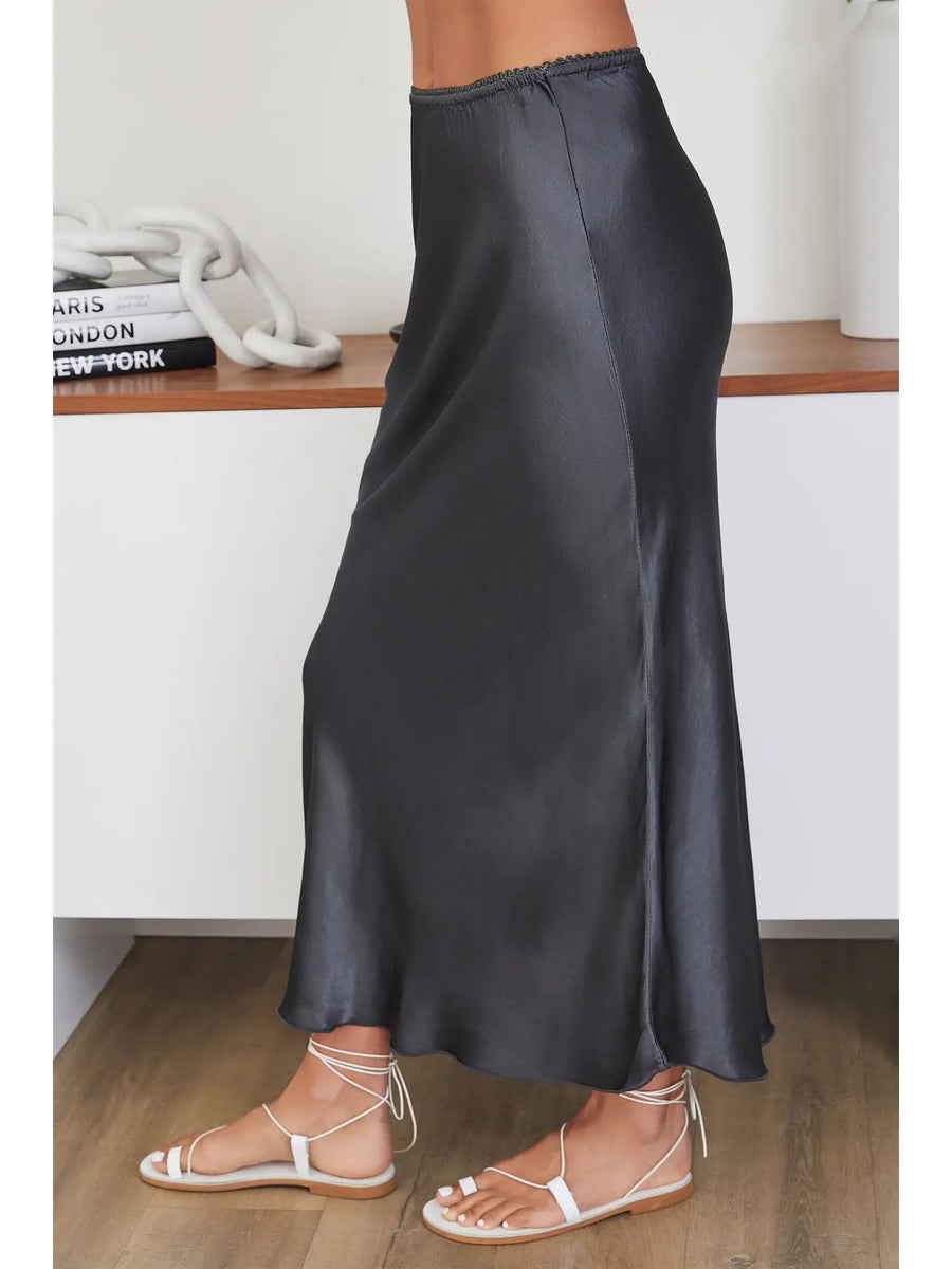 Charcoal Silky Slip Skirt