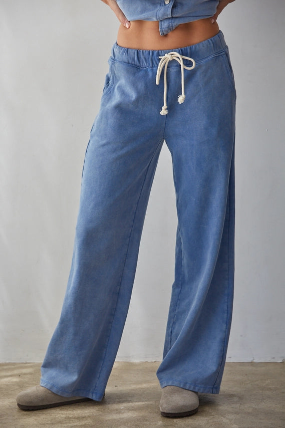 Light Denim Cotton Drawstring Pant