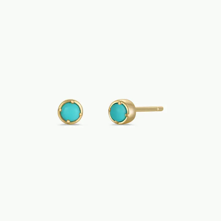 JK Simple Stud Earrings Turquoise 18K Gold Plated