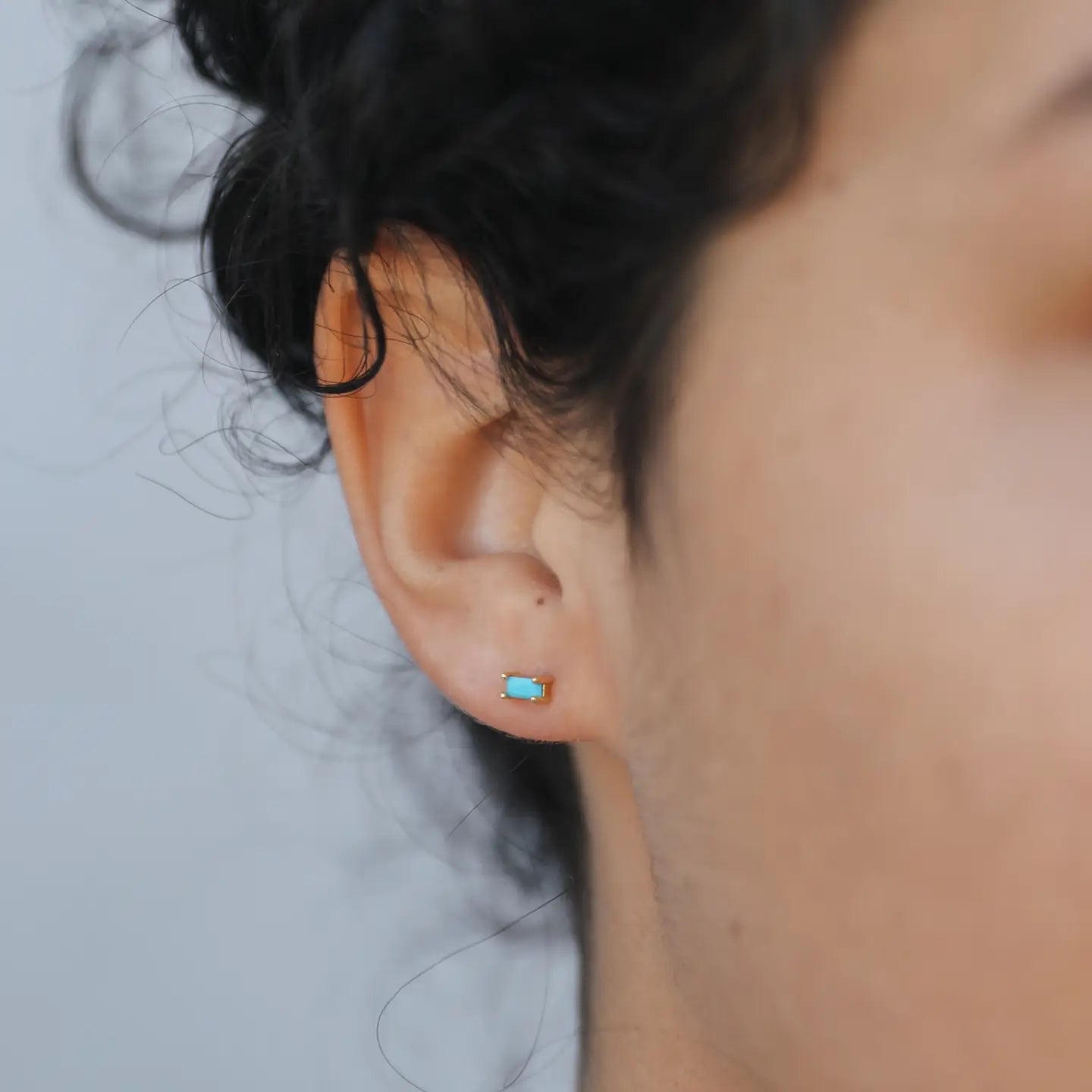 JK Baguette Turquoise Gold Earrings