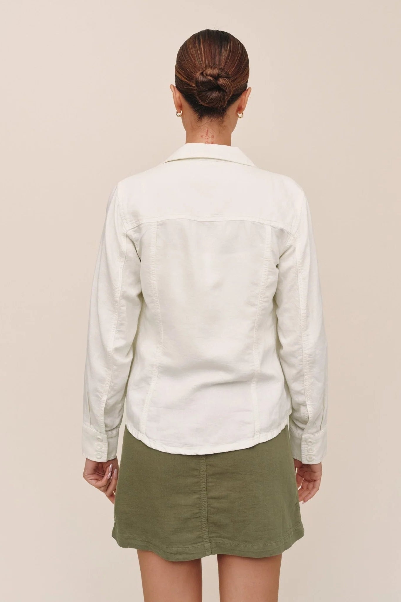 Bella Dahl Fitted Trucker Shirt-Ivory