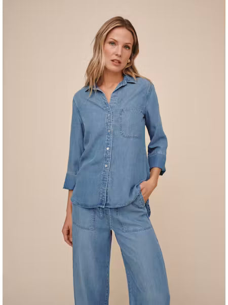 Bella Dahl Shirt Tail Button Down-Indigo Harbor Wash