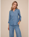 Bella Dahl Shirt Tail Button Down-Indigo Harbor Wash