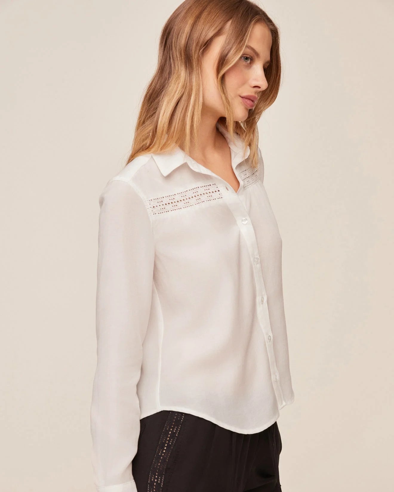 Bella Dahl Long Sleeve Shirt with Lace Inset