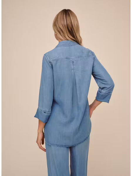 Bella Dahl Shirt Tail Button Down-Indigo Harbor Wash
