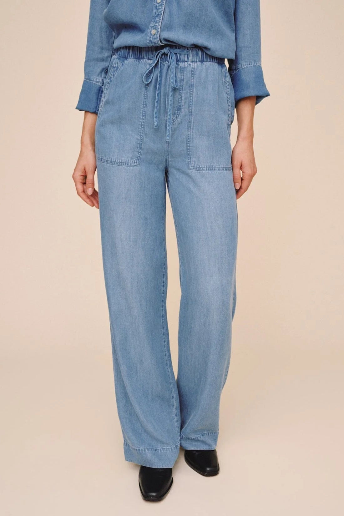 Bella Dahl Pocket Wide Leg Pant-Shadow Blue Wash