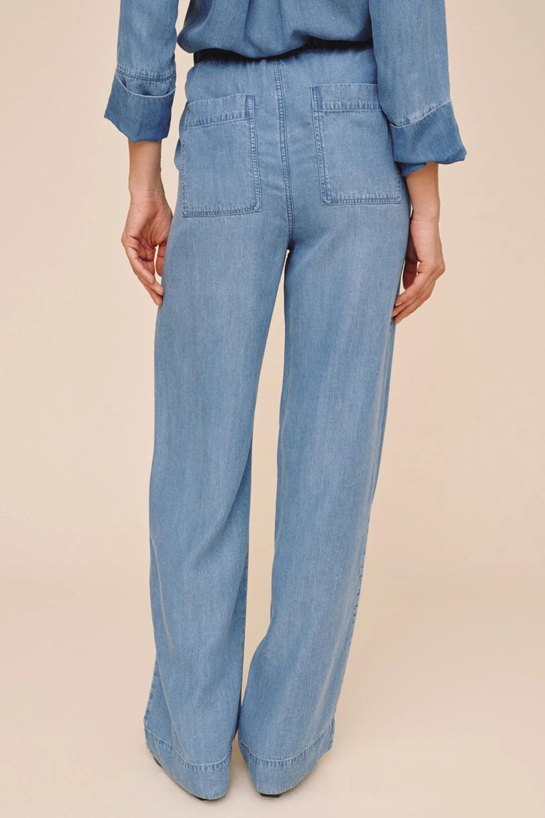 Bella Dahl Pocket Wide Leg Pant-Shadow Blue Wash