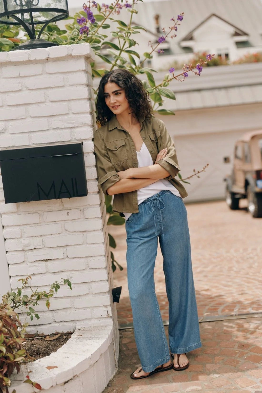Bella Dahl Pocket Wide Leg Pant-Shadow Blue Wash