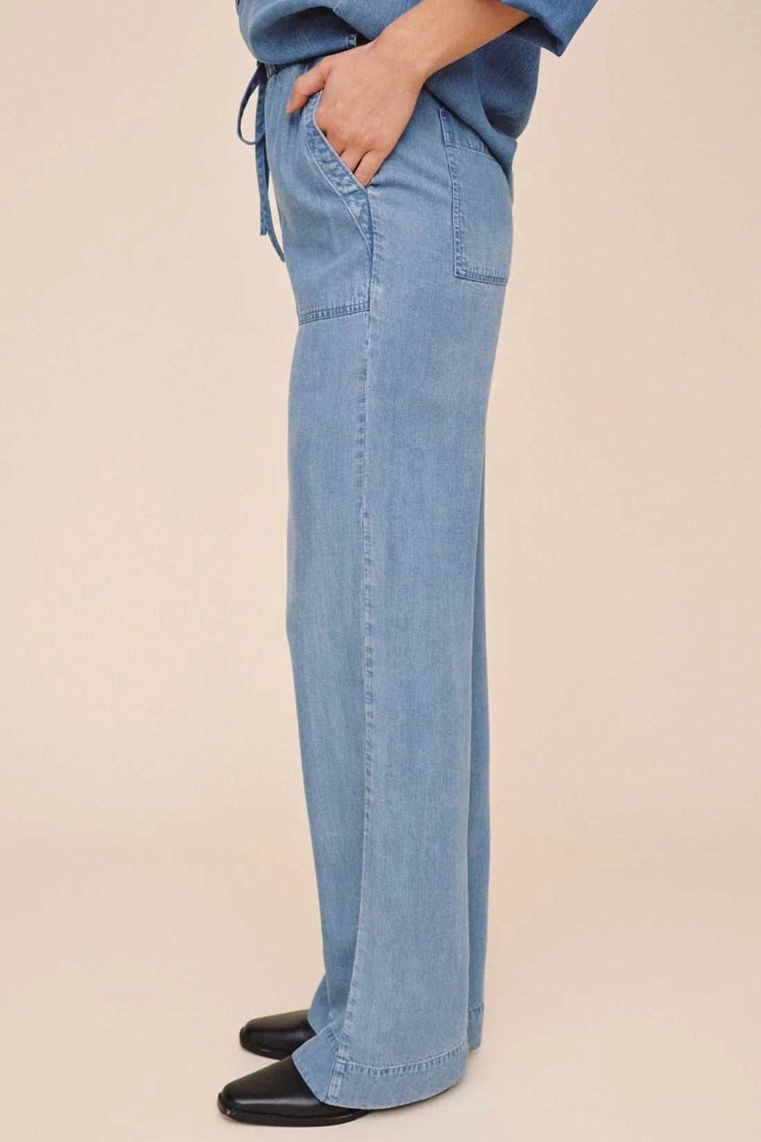 Bella Dahl Pocket Wide Leg Pant-Shadow Blue Wash