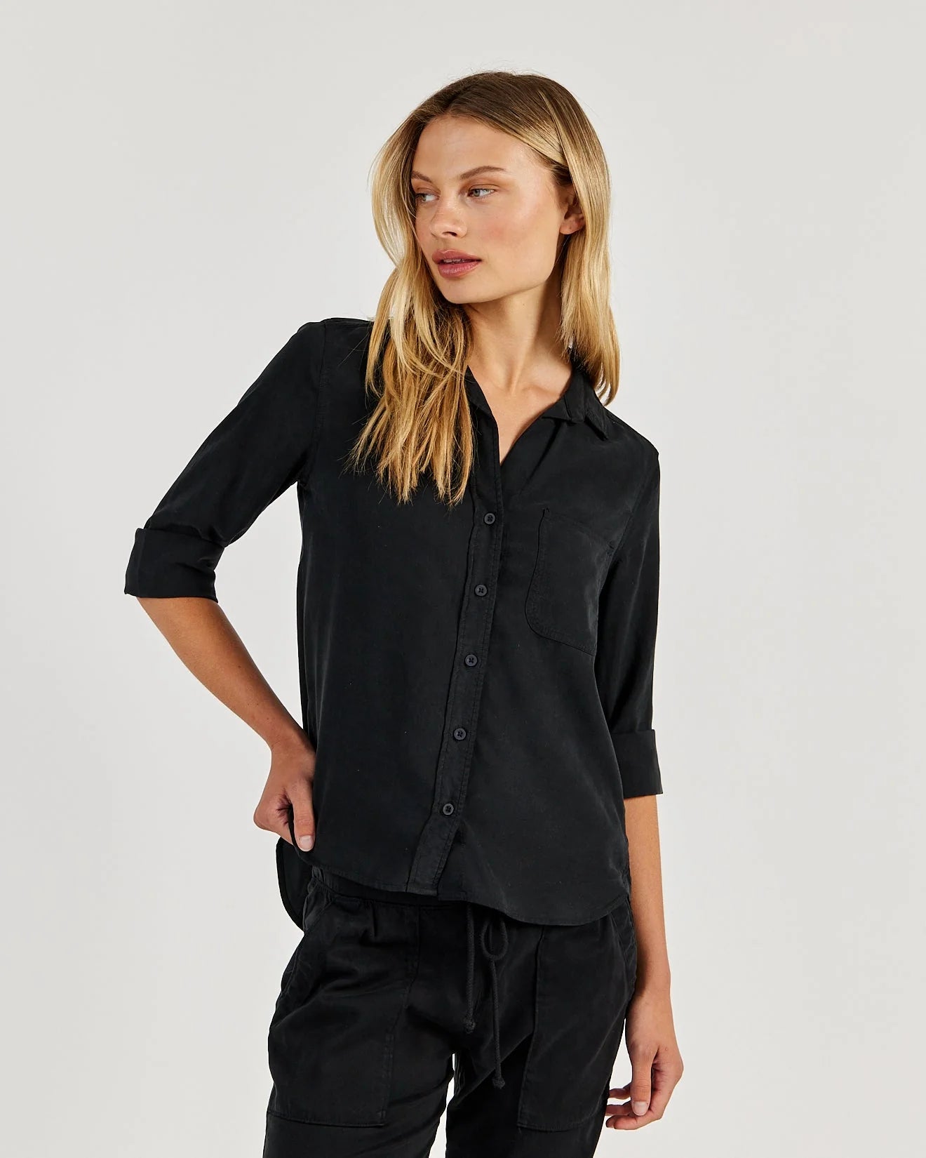 Bella Dahl Shirt Tail Button Down-Vintage Black