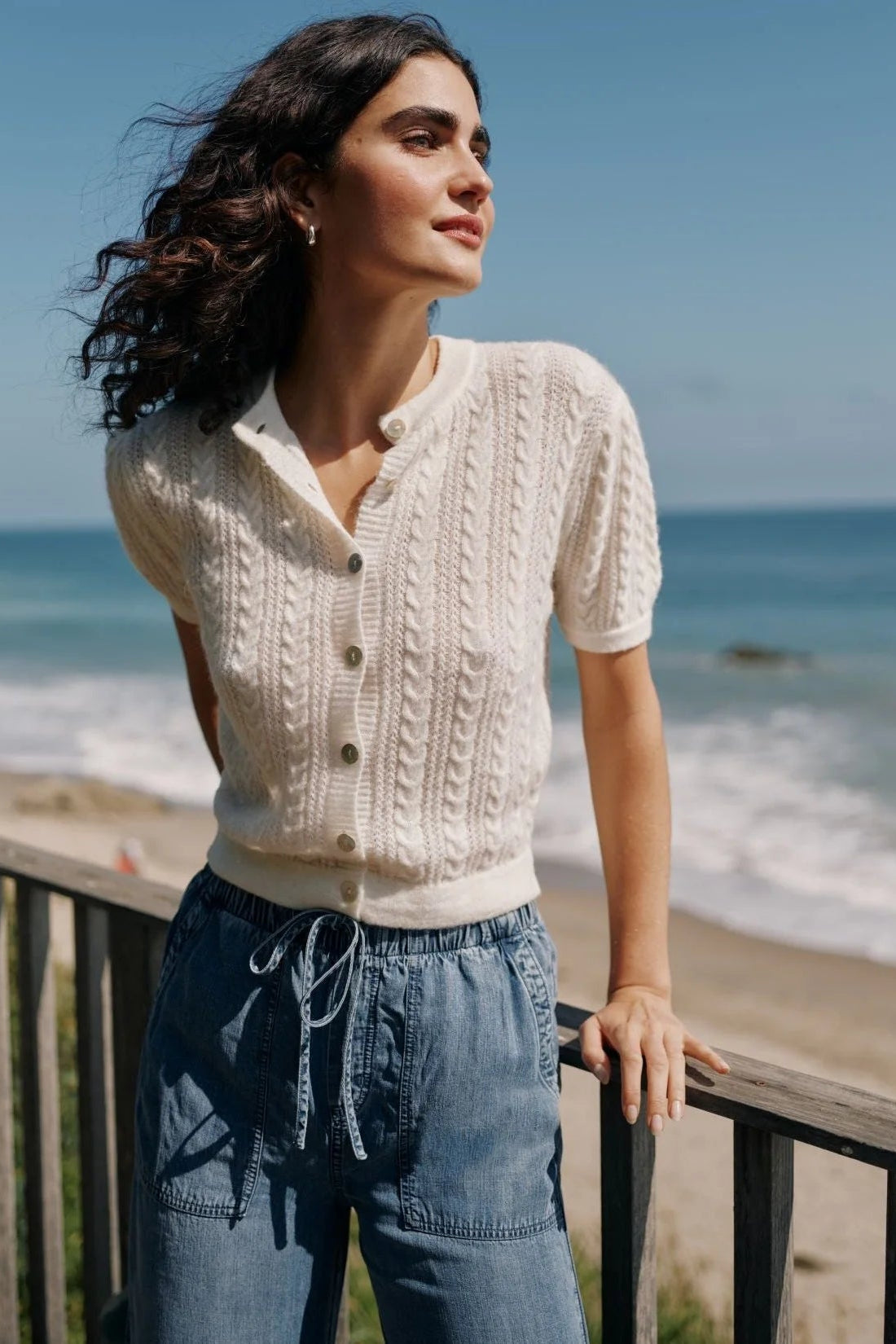 Bella Dahl Short Sleeve Cardigan-Ivory