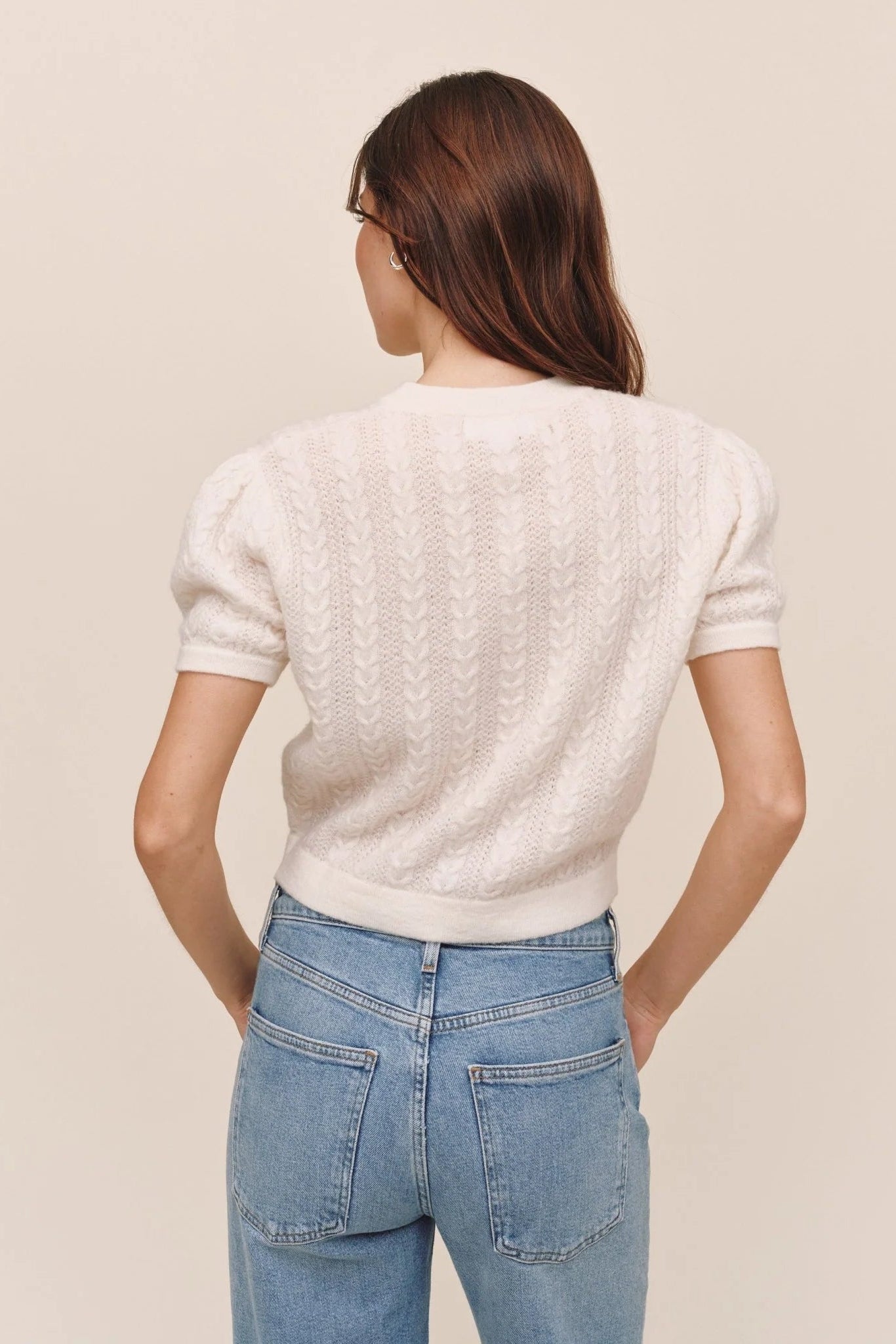 Bella Dahl Short Sleeve Cardigan-Ivory