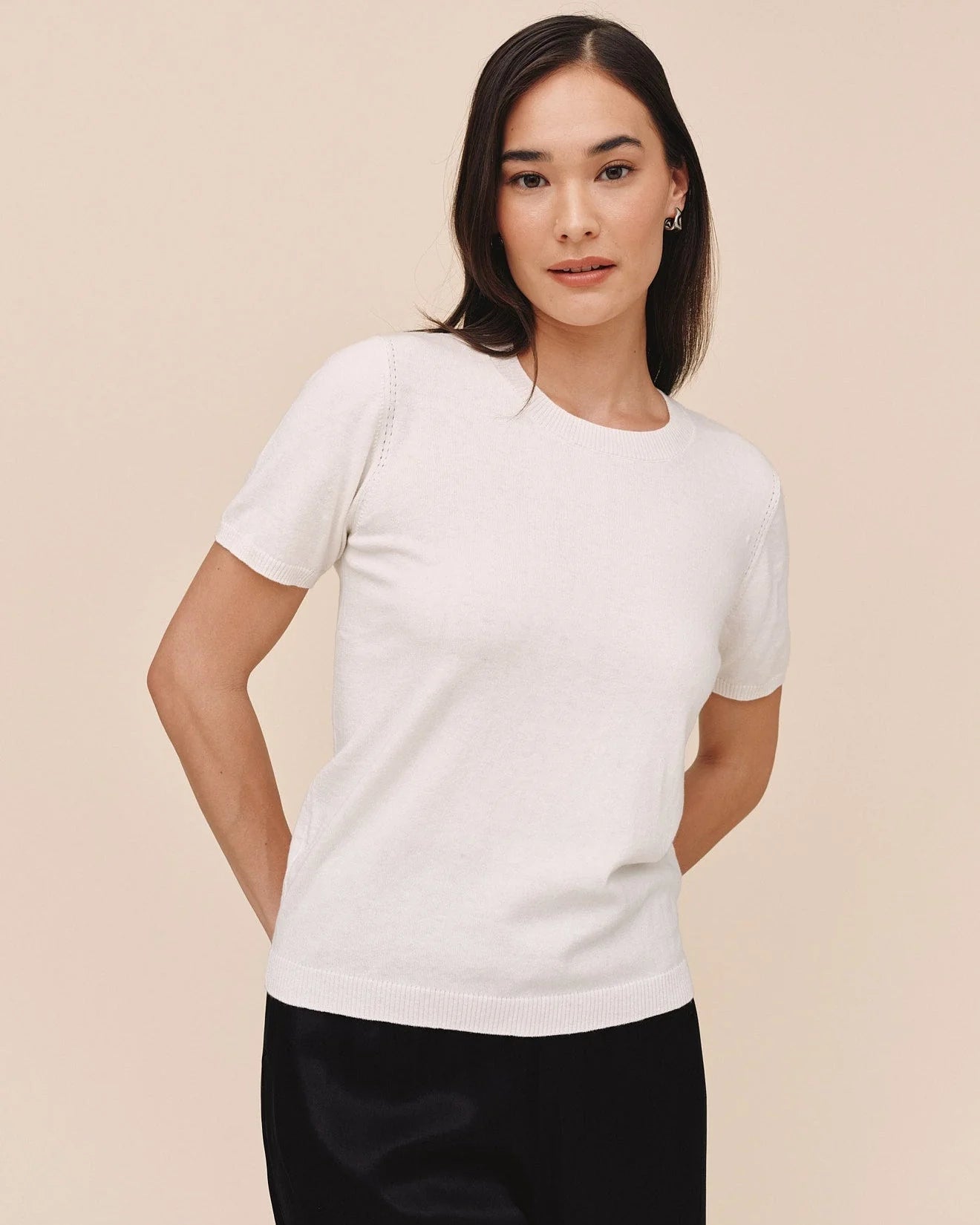 Bella Dahl Short Sleeve Crew Neck Cotton Cashmere Tee