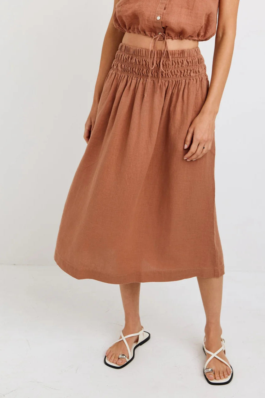Bella Dahl Smocked Waist Gathered Skirt