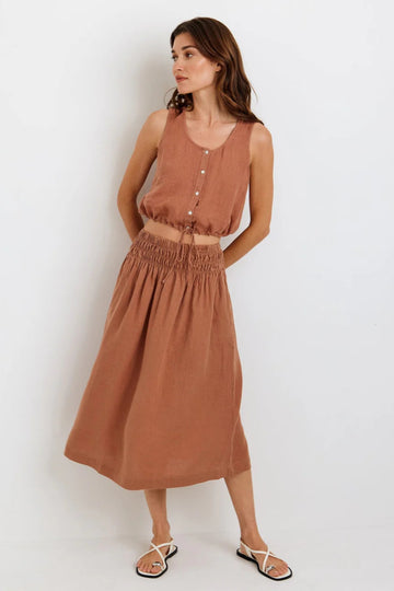 Bella Dahl Smocked Waist Gathered Skirt