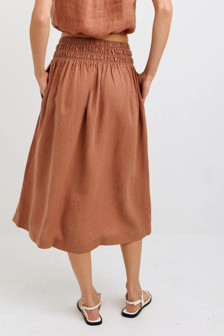 Bella Dahl Smocked Waist Gathered Skirt