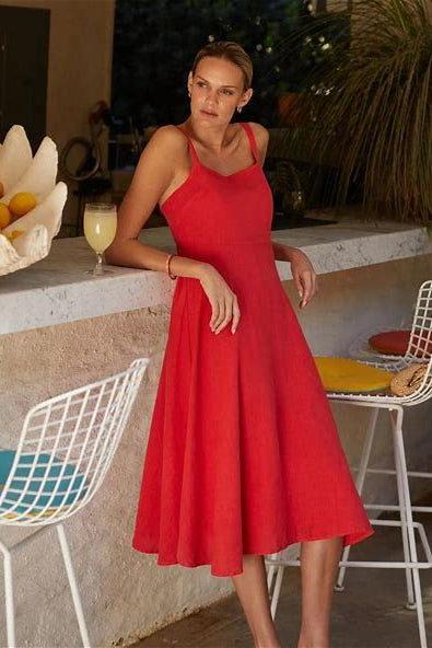 Bella Dahl Apron Midi Dress-Scarlet Sand