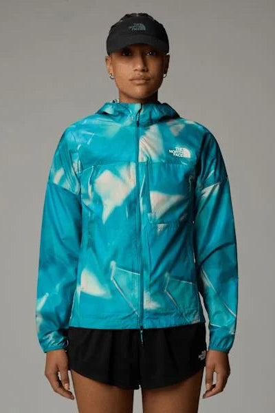 TNF W's Higher Run Wind Jacket: Galactic Blue Prism Print