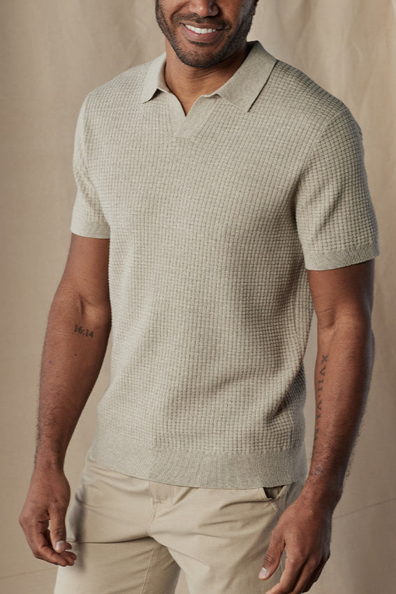 Waffle Stitch Sweater Polo