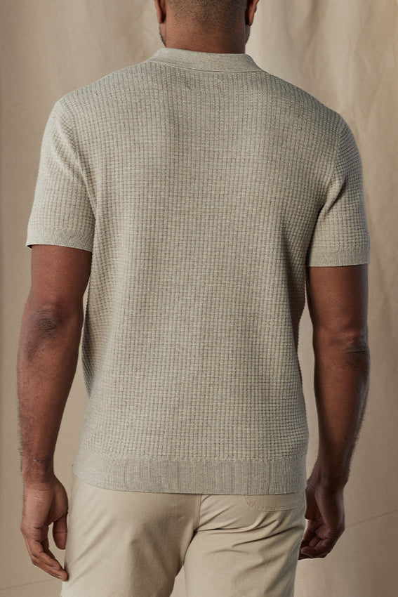 Waffle Stitch Sweater Polo