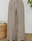 Pleated Linen Wide Leg Pant