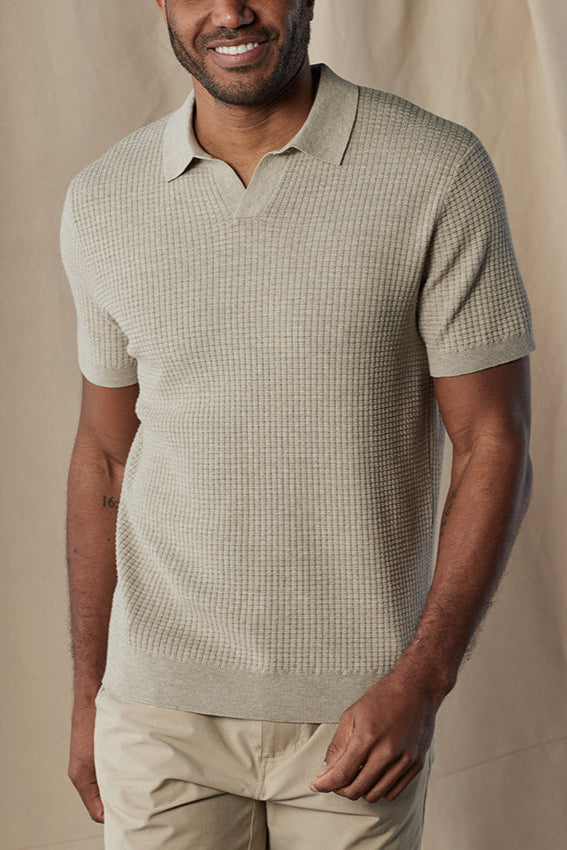 Waffle Stitch Sweater Polo