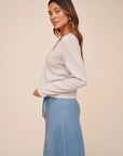 Bella Dahl V-Neck Sweater - Heather Mist