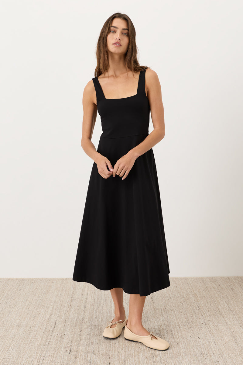Pact Fit and Flare Square Neck Dress