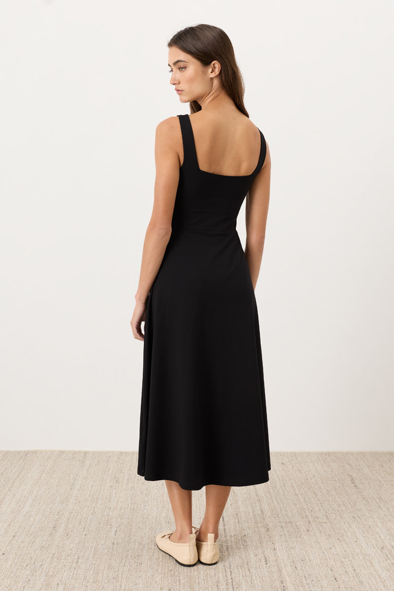 Pact Fit and Flare Square Neck Dress