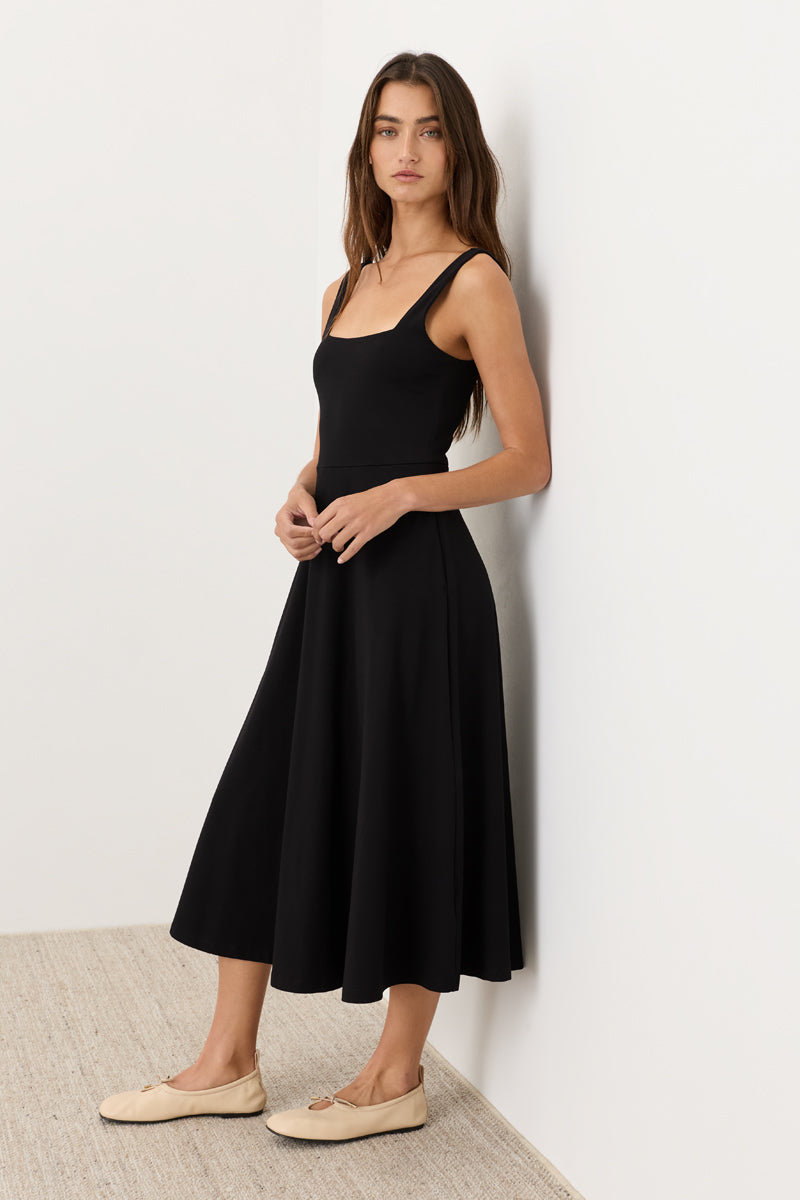 Pact Fit and Flare Square Neck Dress