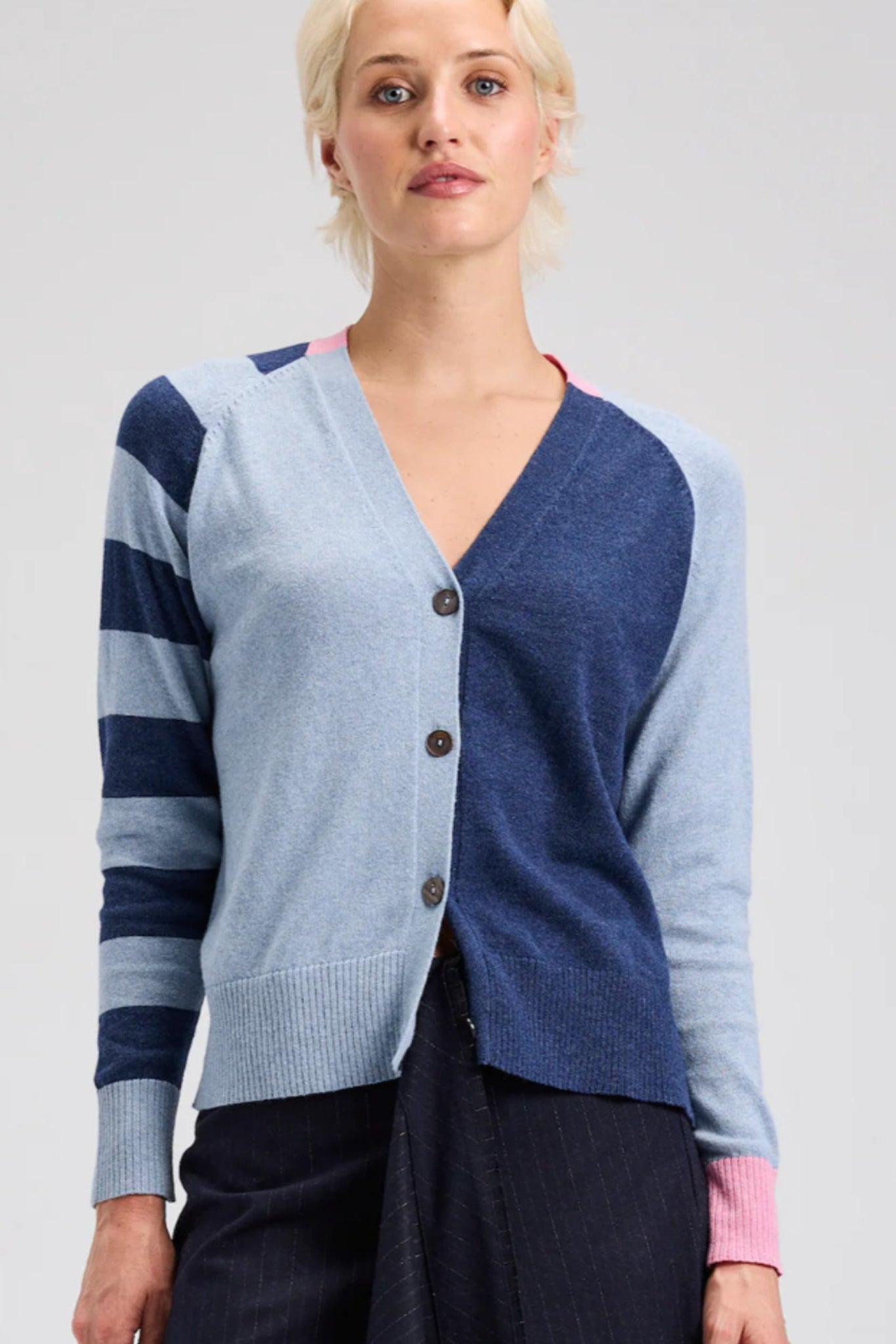 Z&P Split Cotton & Cashmere Cardi Sweater: Jean