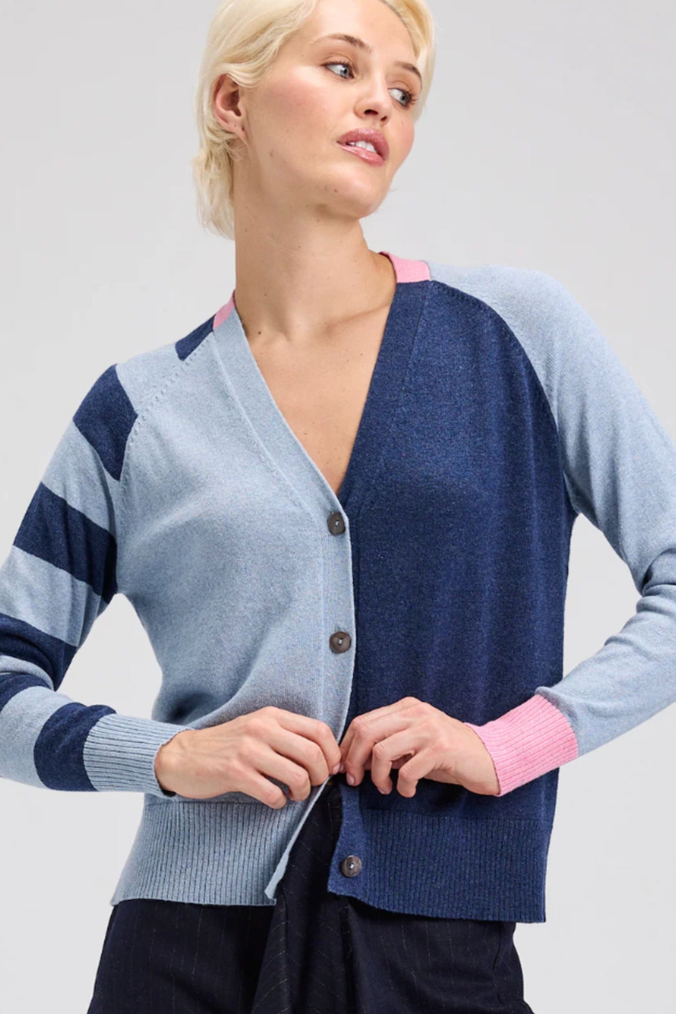 Z&P Split Cotton & Cashmere Cardi Sweater: Jean