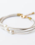 Pearl & Leather Adjustable Shimmer Bracelet