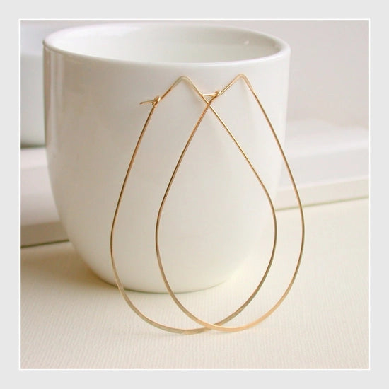 Large Slender Teardrop Earrings: 3.25"