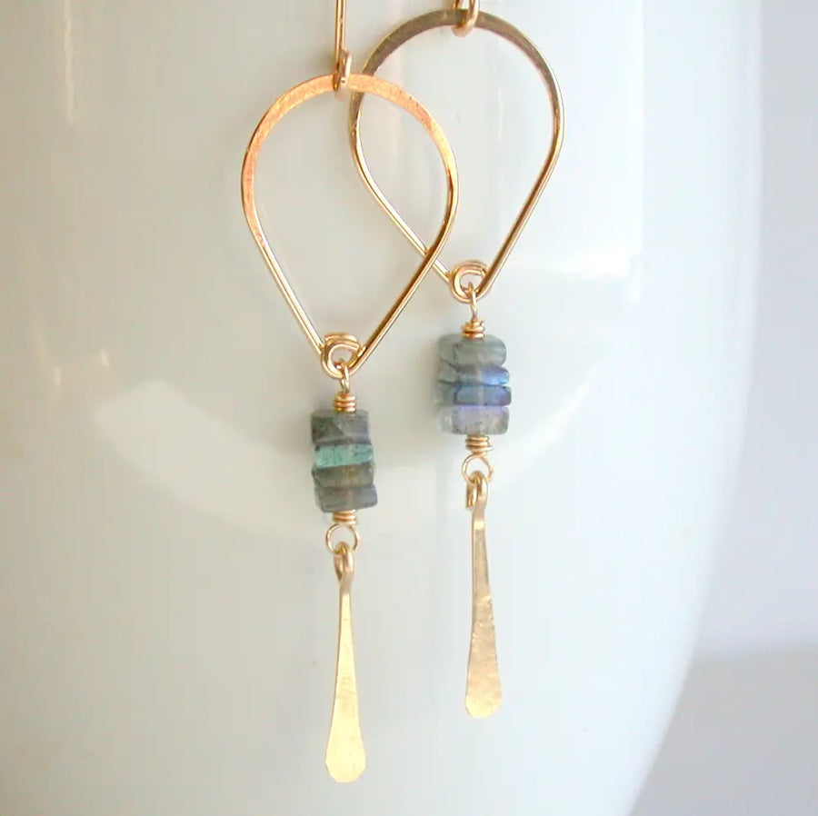 Labradorite Teardrop Earrings - 14K Gold Filled
